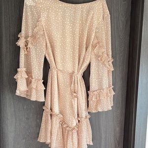 Beige Polka Dot Mini Dress